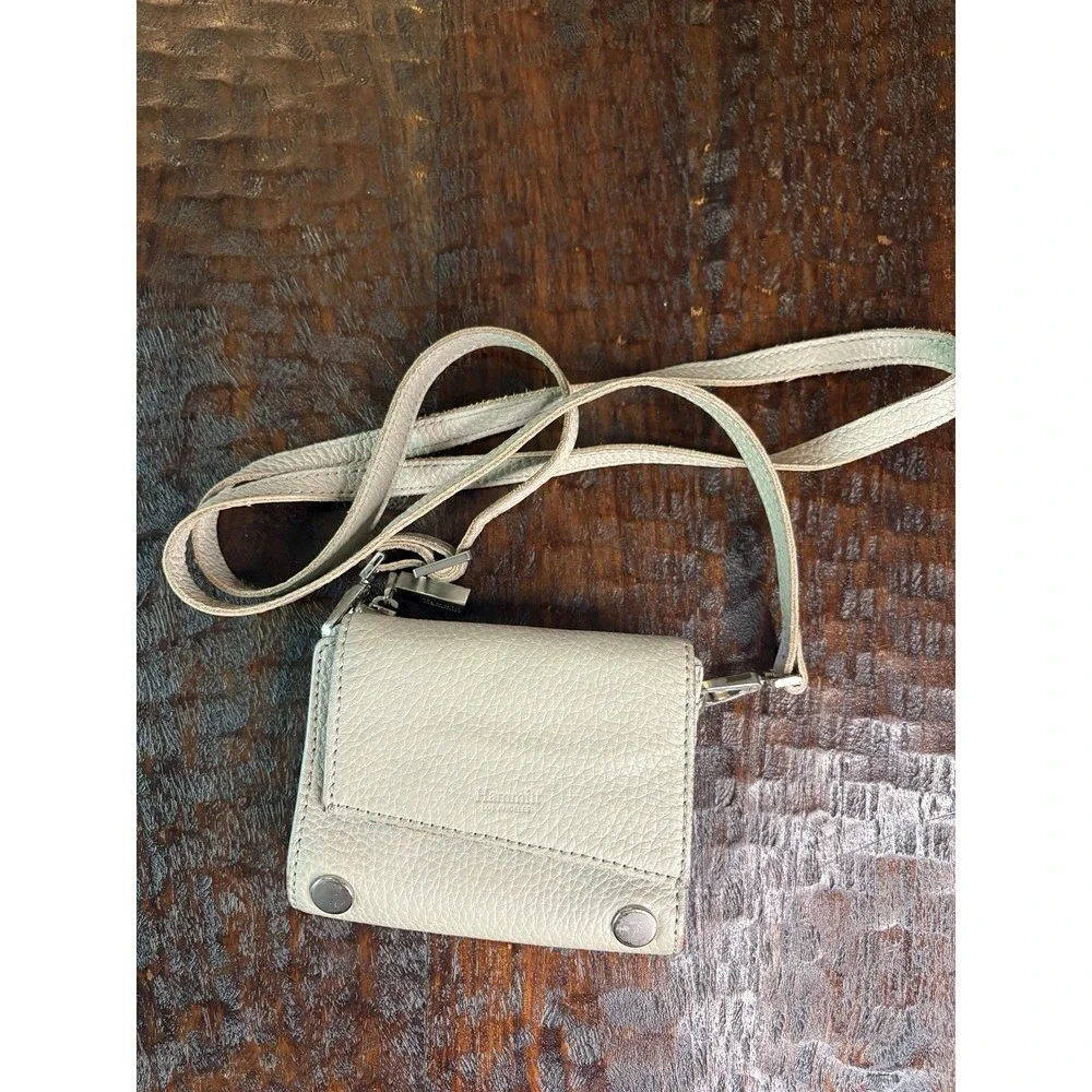 Hammitt Crossbody Wallet Mini Purse Pebbled Leather Red Lining Silver Hardware
